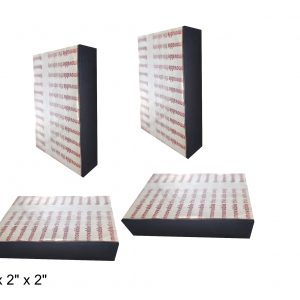 Re-stickable, removable floating mounting blocks 1/2” x 2” x 2”